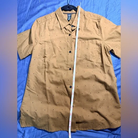 Mustard Short Sleeve Button Down Shirt - Picture 6 of 7